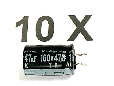 47uF, 160V, 85°, 47µF, Elko, RM5, 160YKMKC, 12.5X20, Rubycon, YK Serie, 10 Stück - Bild 1 von 4