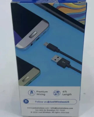 Just Wireless Micro USB Connector cable 4ft NISP Android 26-741 Premium Wiring - Image 1 of 2