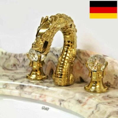 Exklusive Drachen Bad Armatur Gold mit Badaccessoires Wasserhahn Kristall DE - Bild 1 von 3