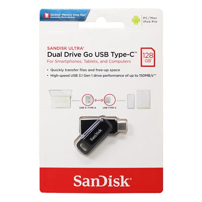 Sandisk Ultra Dual 128GB Drive Go USB Type-C Flash Drive By Lot - Image 1 of 2