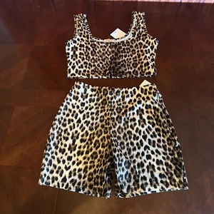 Jireh Women Leopard Print Yoga Sport Top Bike Shorts Set sizes S,M,L - Picture 1 of 7