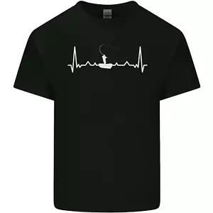 Fishing Boat Pulse ECG Fisherman Heart Beat Mens Cotton T-Shirt Tee Top - Picture 1 of 15