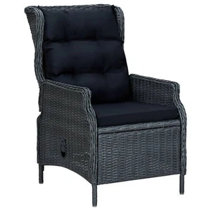 Tidyard Reclining Patio Chair with Black Cushions Poly Rattan Dark Gray, R1K1 - Picture 1 of 7