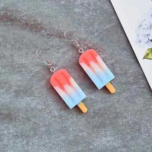 Pendientes colgantes de helado de verano color degradado resina divertida novedad - Imagen 1 de 4