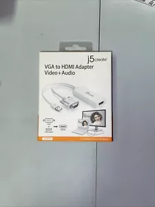 J5 Create VGA To HDMI Video Audio Adapter White JDA204 Brand New - Picture 1 of 2