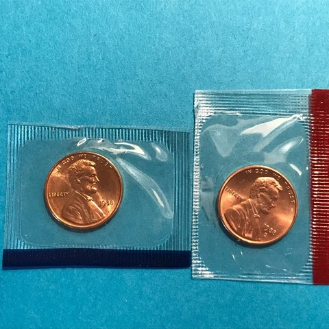 1988 P&D Lincoln Cent Unc in Mint Cello   FREE SHIP Cover