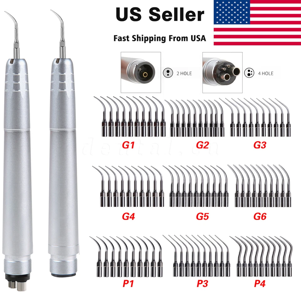 USA Dental Ultrasonic Air Perio Scaler Handpiece Hygienist 2/4-Holes With 3 Tips - Image 1 of 1