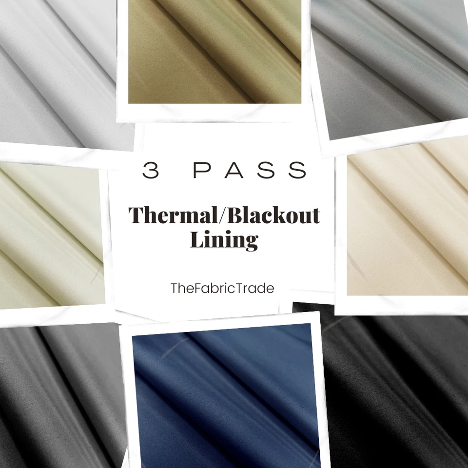 Premium Thermal Blackout Lining Curtain Fabric 3 Pass Light Blocking Insulating - Image 1 of 1