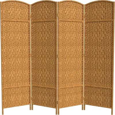 6 pies Divisor de habitación alto de fibra tejida de diamante - beige claro - 4 paneles Foto 1 de 4