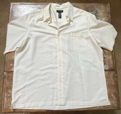 Camisa con botones Crazy Horse para hombre 2XL manga corta rayón/poli marfil blanco roto XXL Foto 1 de 4