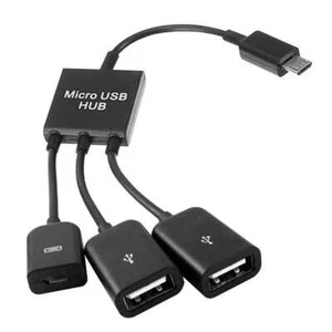 Cable Adaptador Micro USB Host HUB OTG 2 USB Hembra On The Go Pen Drive Android - Foto 1 di 9