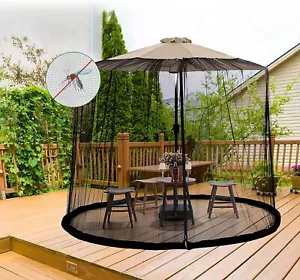 7-12FT Umbrella Table Screen Cover Mosquito Bug Insect Net Outdoor Patio Netting - Picture 1 of 28