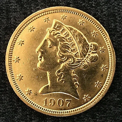 1907 $5 Gold Liberty Head Cover