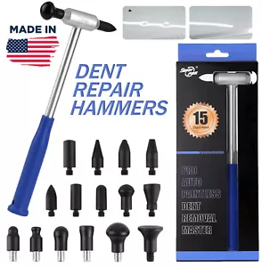Paintless Dent Repair Tool Retractable Car Dent Tap Down Removal Hammer 15 Heads - Picture 1 of 12