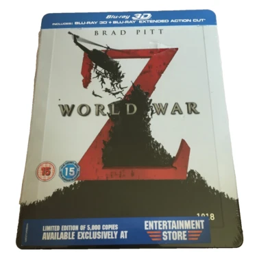 WORLD WAR Z BLU-RAY STEELBOOK 3D+ EXTENDED CUT UK RELEASE MOVIE Sealed NEW - Image 1 of 2