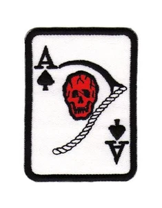 au60★Karte Ass Totenkopf Aufnäher Bügelbild Patch Bügelflicken Neu 5,5 x 7,5 cm - Bild 1 von 1