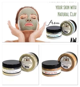 NATURAL CLAY FACE MASK 80gr - 100% NATURAL - SELECT SKIN TYPE - Picture 1 of 9