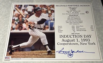 Reggie Jackson NY Yankees autographed 8x10 HOF induction card PSA/DNA - Image 1 of 2