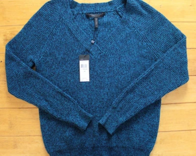 Suéter BCBG Max Azria para mujer XS talla grande cuello en V negro azul nuevo con etiquetas Foto 1 de 4