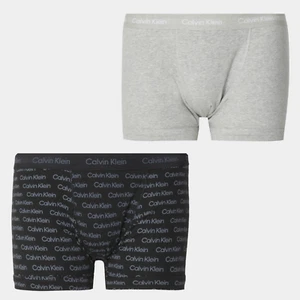 Calvin Klein Men's Low Rise Cotton Trunk Boxers 2 Pack - Grey & Logo print - M - Picture 1 of 3