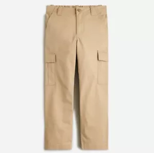 New Crewcuts Boys Stretch Twill Cargo Pants 10 12 14 Brown Navy Cotton Pockets - Picture 1 of 9