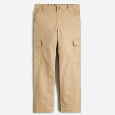 New Crewcuts Boys Stretch Twill Cargo Pants 10 12 14 Brown Navy Cotton Pockets - Image 1 of 4