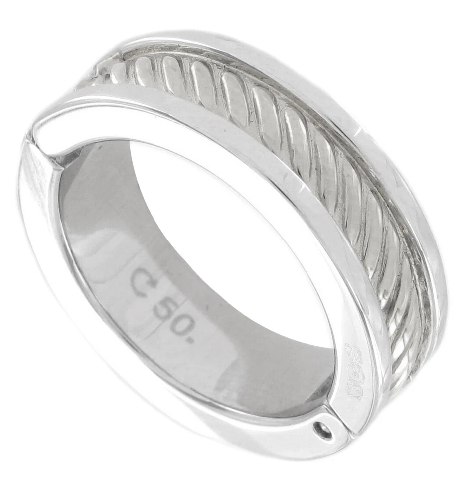 Banda de anillo de acero inoxidable Rochet para mujer diseño de cable - talla 7 Foto 1 de 3