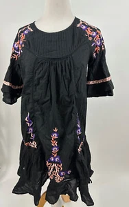 FREE PEOPLE black embroidered Pavlo Mini Dress Women's M - Picture 1 of 5