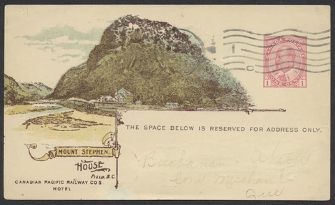 1912 Canada CPR 42B View Card EdwardVII Mt Stephen House Freight Claim Agent Cover