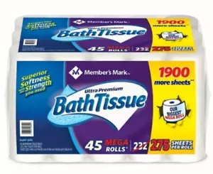 Ultra Premium Soft and Strong 2-Ply Toilet Paper (275 sheets/roll, 45 rolls) - Picture 1 of 4