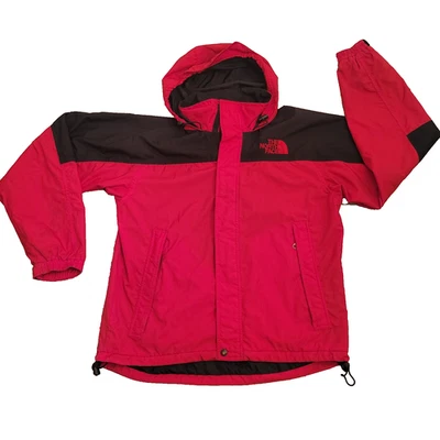 North Face  Wind Breaker Jacket Full Zip Tuck Away Hoody Red/Balck Medium - Image 1 of 4