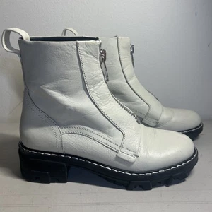 Rag & Bone White Leather Combat Boots With Zipper Women’s Size 37 6.5 Worn Once - Picture 1 of 7