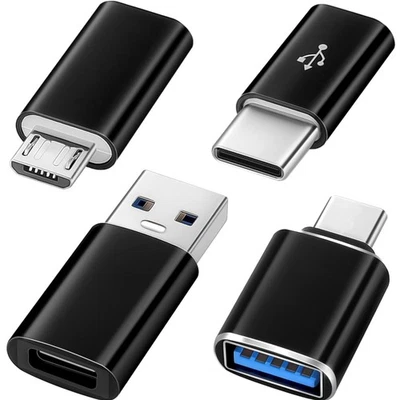 USB-C Adapter, 4 Stück, USB 3.0, Micro-USB, OTG, Daten, Laden, kompatibel - Bild 1 von 4
