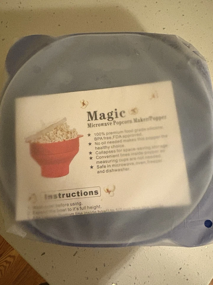 Máquina/popper palomitas de maíz Magic Microwave simple fácil de contraer tapa sin BPA Foto 1 de 1
