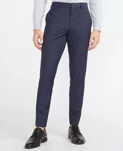 NEUF PANTALON DE COSTUME TECHNIQUE MODERNE EXPRESS 128 $ MARINE EXTRA SLIM LAINE MÉLANGÉE TAILLE 31/34 - Photo 1/7