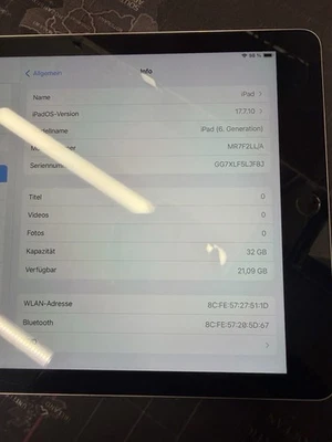 Apple iPad 6. Generation 32GB Wi-Fi Space Grau A1893 - Bild 1 von 4