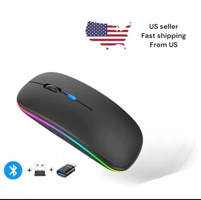 LED Wireless Mouse Rechargeable Silent Bluetooth-compatible Mouse Portable  - Image 1 of 4