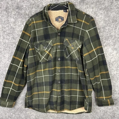 Freedom Foundry Shirt Mens XL Green Black Plaid Faux Sherpa Lined Flannel - Image 1 of 4
