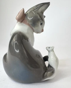 Lladro Porzellan Figur Katze mit rosa Schleife und Maus 5236 1984 Vintage lesen - Bild 1 von 11