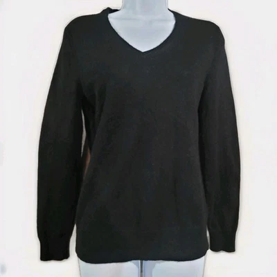 Suéter Saks Fifth Avenue 100% Cachemira Talla M Negro Cuello en V Manga Larga Cápsula Foto 1 de 4