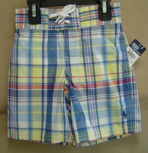 NWT $45 POLO RALPH LAUREN Boys 4 PLAID SANIBEL SWIMSUIT Trunks Yellow - Picture 1 of 2