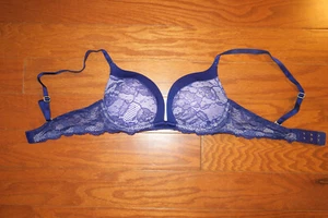 ❤️ 32B VINTAGE ❤️ BH BIOFIT VICTORIA'S SECRET PUSH UP BLAU SPITZE STRASS NEU - Bild 1 von 5