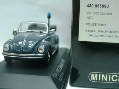 WOW EXTREMELY RARE VW Beetle Käfer 1302 Cabriolet 1970 Polizei B 1:43 Minichamps - Image 1 of 3