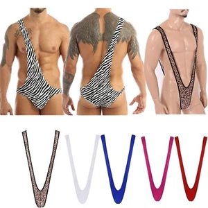 Men High Cut Thong One-piece Bodysuit Swimsuit Bathing Suit Mankini Lingerie - Picture 1 of 9