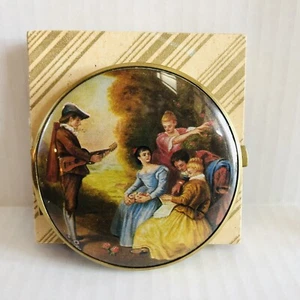 Vintage 3" Round Compact Double Mirror Made In West Germany Victorian Musician - Picture 1 of 9