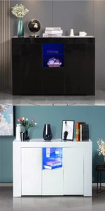 White/Black Sideboard Cabinet or Modern Tv Cupboard with LED LIGHTS - Picture 1 of 3
