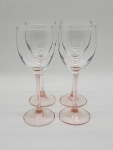 Juego de 4 copas de vino vintage Luminarc Francia clásicas con tallo rosa - Imagen 1 de 8