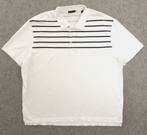 ATM Anthony Thomas Melillo Polo Shirt Mens Large White Black Striped Golf Casual - Picture 1 of 14