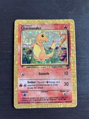Charmander Second Edition HOLO Prism Vending Golden Sticker Pokémon Card Vintage - Image 1 of 2
