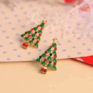 Holiday Fashion Green Gold Red Christmas Tree Earrings. Mary sol Accessories. - Picture 1 of 3